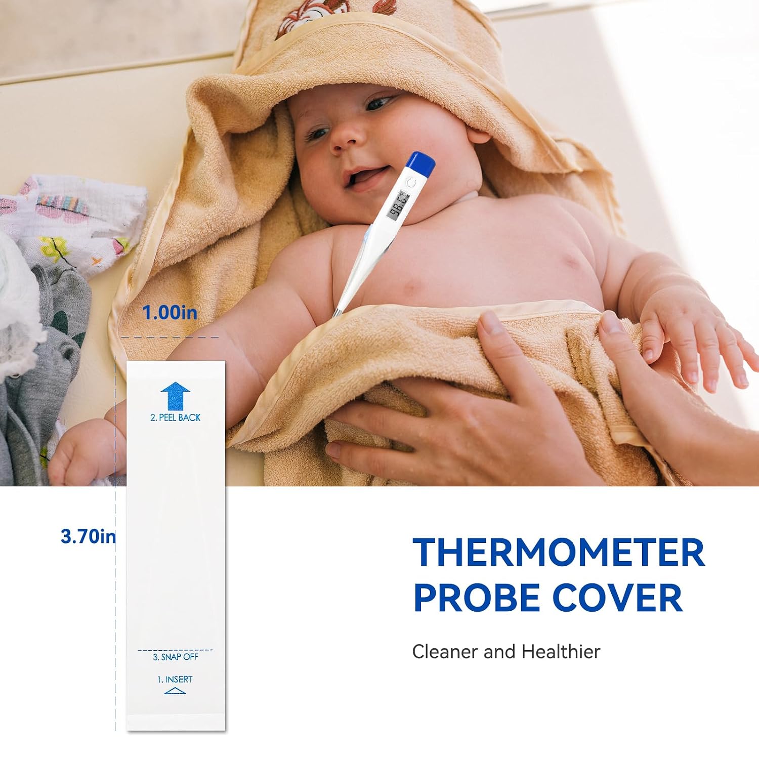 Berrcom Disposable Digital Thermometers Probe Covers Set of 100 Oral Rectal Thermometer Probe Cover Universal Thermometers Sleeves for Adult and Kids - Image 4