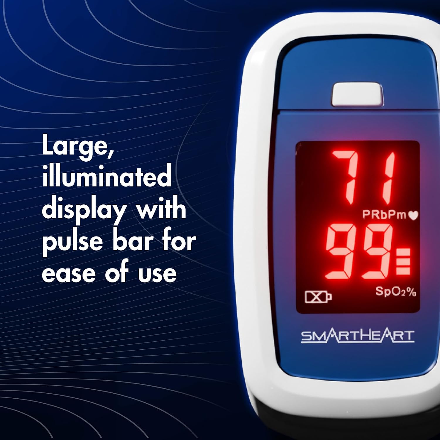 SmartHeart Fingertip Pulse Oximeter | Pulse Rate Monitor, Blood Oxygen Saturation, LED Display, Portable for Home & Sports Use, Lanyard & Batteries Included - Image 6