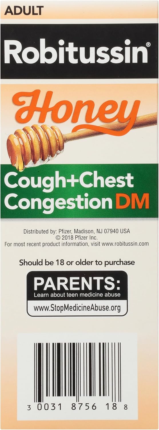 Robitussin DM Maximum Strength Cough Medicine, 8 fl oz, 2 Pack | Made with Real Honey for Flavor, Adult Cough Suppressant and Expectorant, Cough Plus Chest Congestion - Image 12