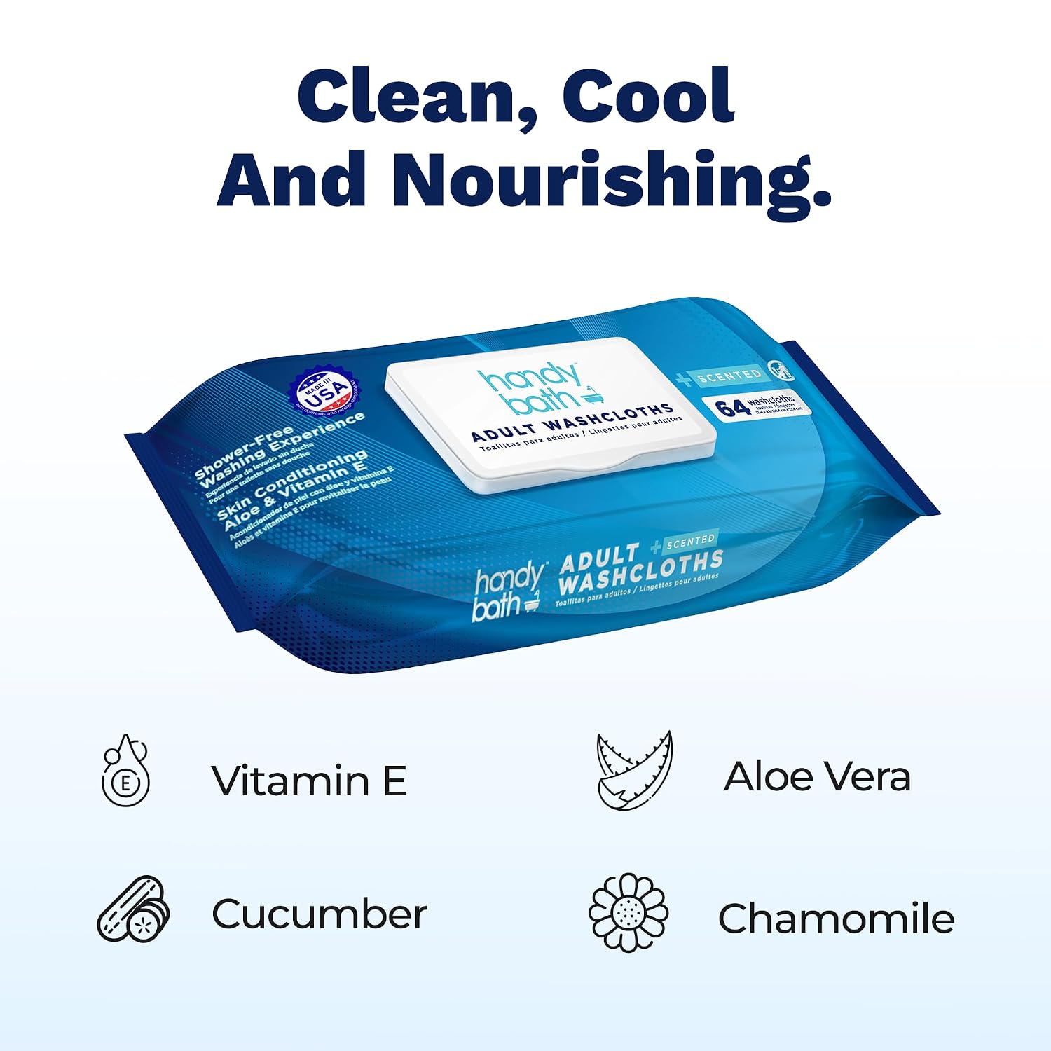 Adult Washcloth Wipes, Unscented - 64 Count (Pack of 1) | Extra Large Rinse-Free Wipes, Soft & Gentle For Sensitive Skin, Senior Care, Post-Surgery & Travel Hygiene - On-The-Go Ready - Image 7