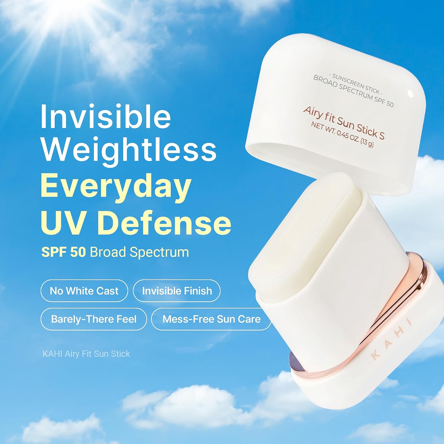 KAHI Airy Fit Sun Stick S - SPF 50+ Broad Spectrum Face Sunscreen Stick | Broad Spectrum SPF 50+, Waterproof, Sweatproof, Sandproof, Ultra-Lightweight, Non-Greasy, No White Cast, Silky Powder Finish - Image 2
