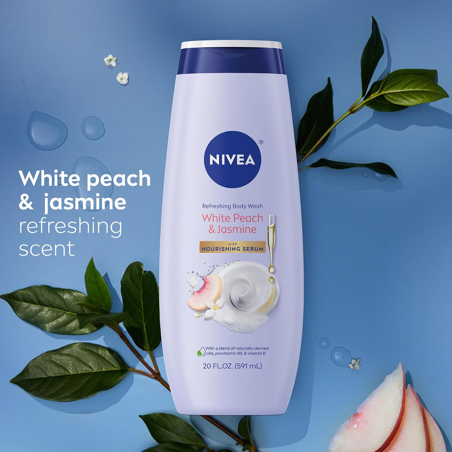 NIVEA Refreshing White Peach and Jasmine Body Wash, Multipack, 3 x 20 FL OZ | Scented Body Wash for Women with Nourishing Serum, Enriched with Provitamin B5 and Vitamin E, Paraben Free - Image 8