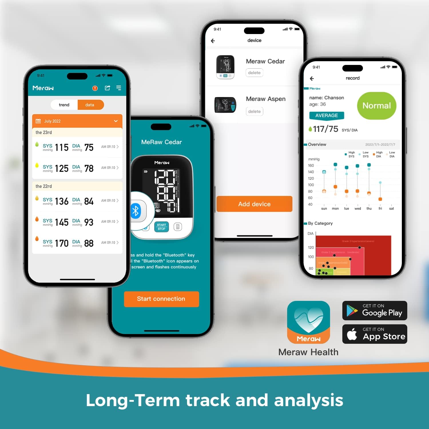 Meraw Blood Pressure Monitor Home Use, Blood Pressure Cuff Digital Arm, Blood Pressure Monitor Automatic Cuff 8.7-16.5" Bluetooth App Tracking Irregular Heartbeat Monitoring FSA/HSA Eligible White - Image 2