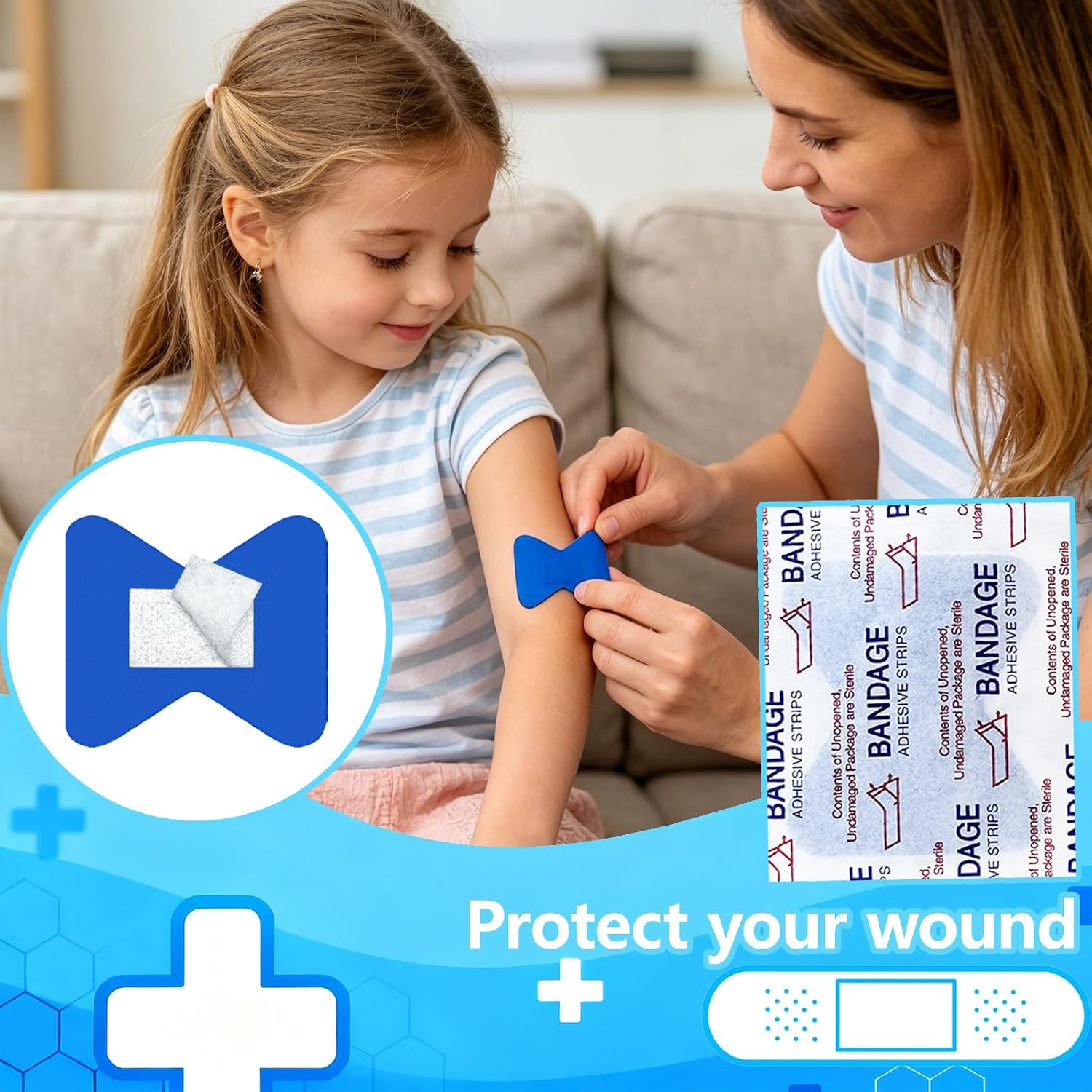 160Pcs Blue Metal Detectable Waterproof Adhesive Bandages 1.75" X 2" Butterfly Shape Food Service Blue Bandages with Quilt-Aid Pad for Catering First Aid and Wound Care Supplies - Image 2