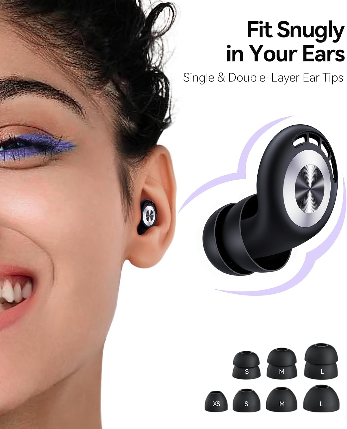Ear Plugs for Sleeping 50dB Earplugs Noise Cancelling Ear Plugs for Noise Reduction Concerts Soft Reusable Silicone Earplugs for Snoring Side Sleepers Shooting Airplanes with 7 Eartips Case - Image 4