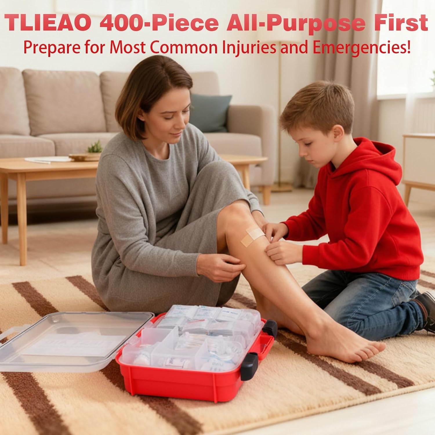 400 Pieces All-Purpose First Aid Kit, Organized Dual-Layer Wall | 100-Person, Professional Medical Kit For Home, Car, Camping, Travel, Office, Outdoor, Business & Sports - Image 6