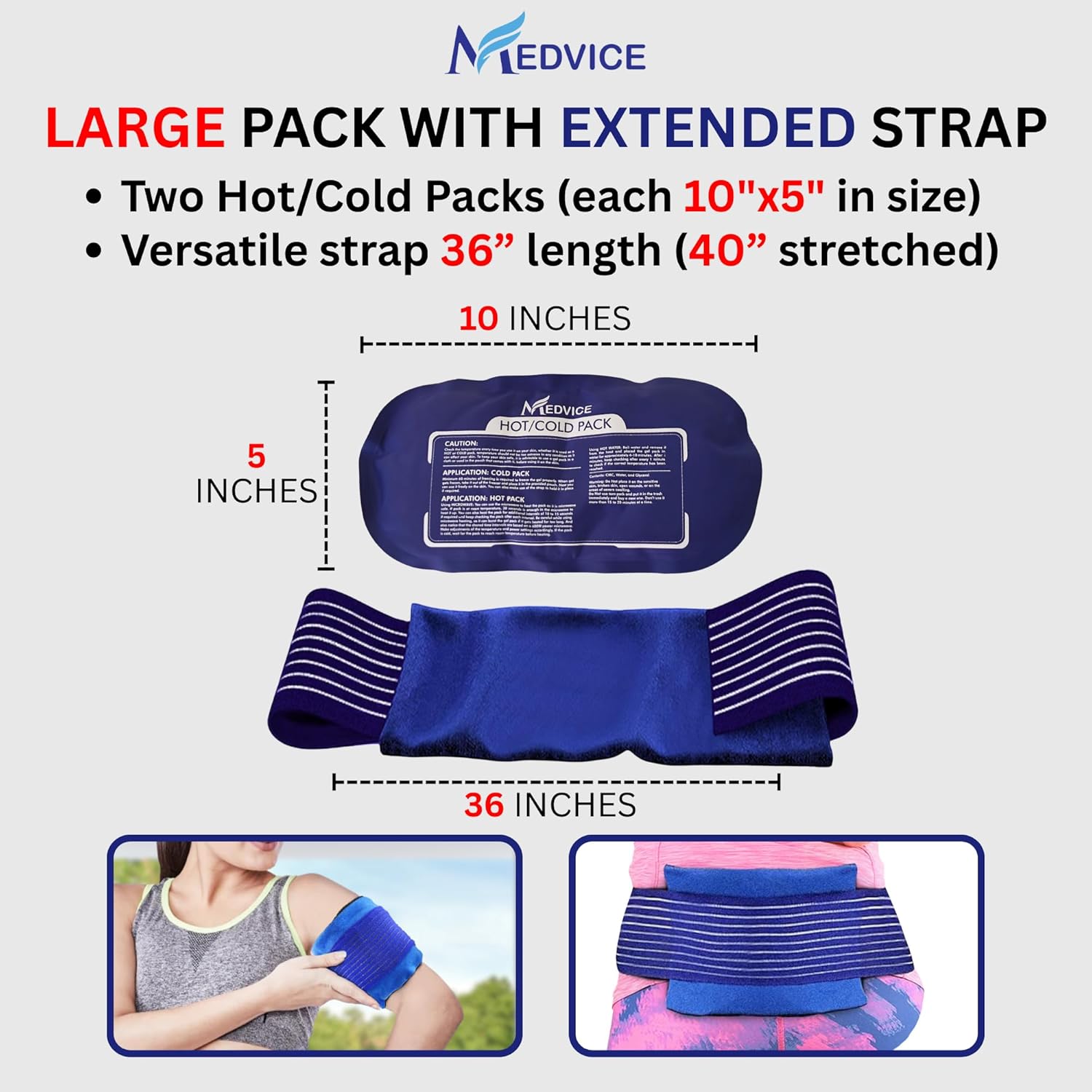 Reusable Hot and Cold Ice Packs for Injuries (3-Piece Set), Joint Pain | Gel Ice Packs - Muscle Soreness and Body Inflammation Support - Adjustable & Flexible for Knees, Back, Shoulders, Arms & Legs - Image 2