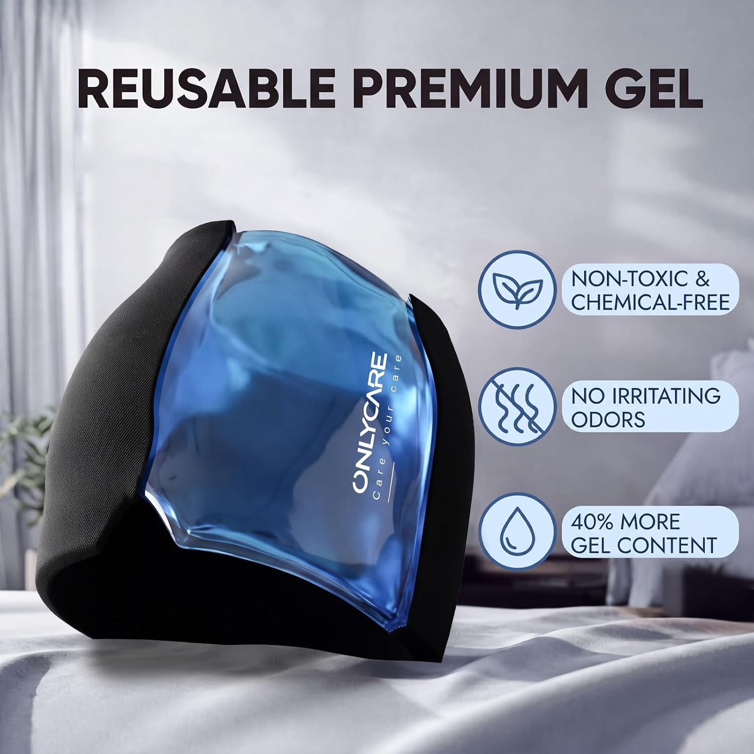 ONLYCARE Migraine Relief Cap, Headache Relief Cold Cap with Odorless Gel | Cooling Hat Head Wrap Soothing Face Ice Pack Mask Products for Tension Stress Hangover & Puffy Eyes, Relaxing Gifts for Women - Image 3