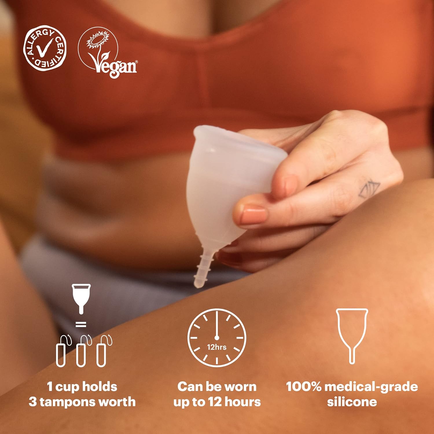 AllMatters OrganiCup Menstrual Cup - Size Mini - Eco-Friendly, Reusable Period Solution - Superior to Pads & Tampons - Suitable for Light to Heavy Flow - Image 4