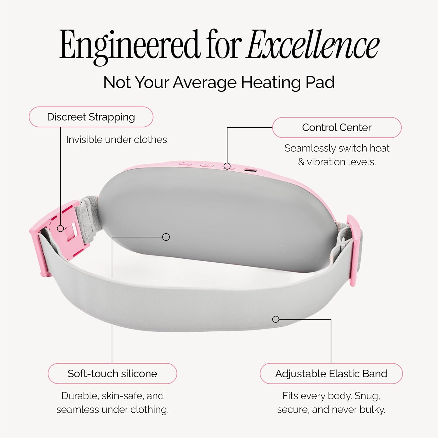 Menstrual Heating Pad for Period Cramps – Portable Heating Pad for Period Cramps Relief with Heat & Massage, Wearable Cordless Warmer for Pain Relief, Rechargeable & Wireless for Women - Image 6