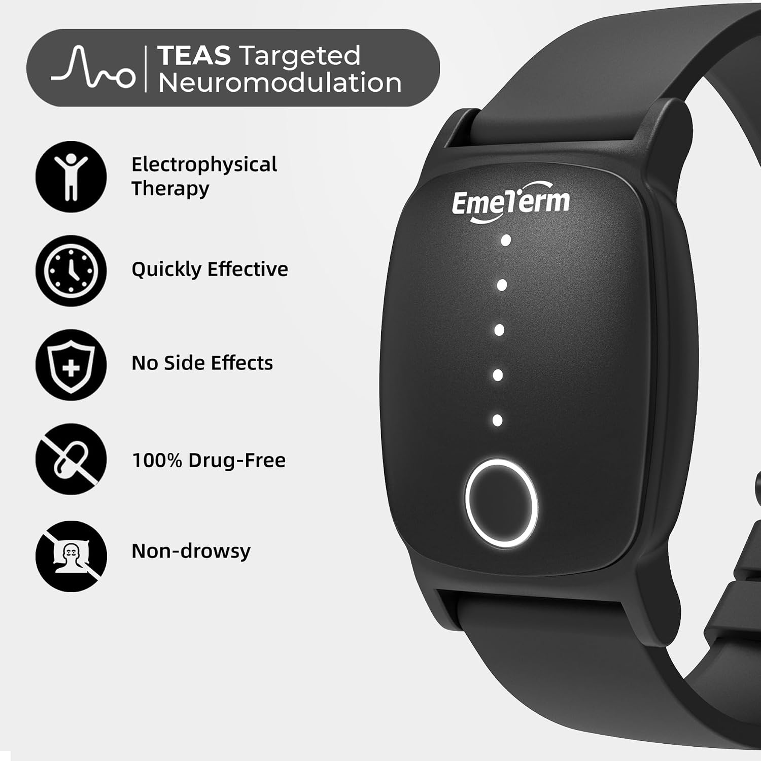 EmeTerm Explore Classic FDA-Cleared Anti-Nausea Wristband IP67 Waterproof Morning Motion Sickness Relief Band Rechargeable Classic Strap Design Drug Free Non-drowsy Without Side Effects Galaxy Black - Image 4