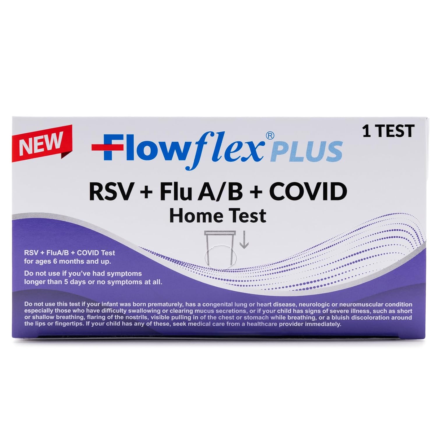 Flowflex Plus RSV + Flu A/B + COVID Home Test (1 Test) | 4-in-1 Home Test Kit, Rapid Results in 15 Minutes, OTC At-Home Antigen Test for Adults & Children
