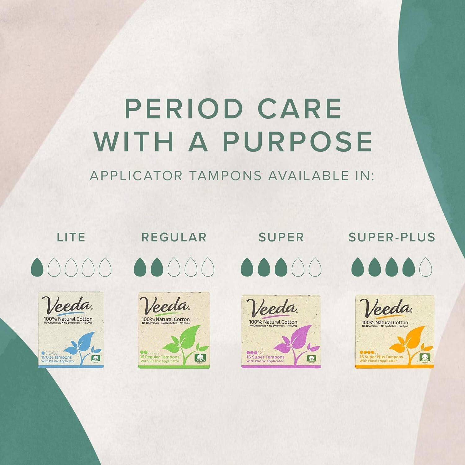 Veeda 100% Natural Cotton Tampons - Regular Absorbency with Leak Proof Protection - Compact BPA-Free Applicator - Unscented & Free from Chlorine, Toxin - 96 Count - Image 9