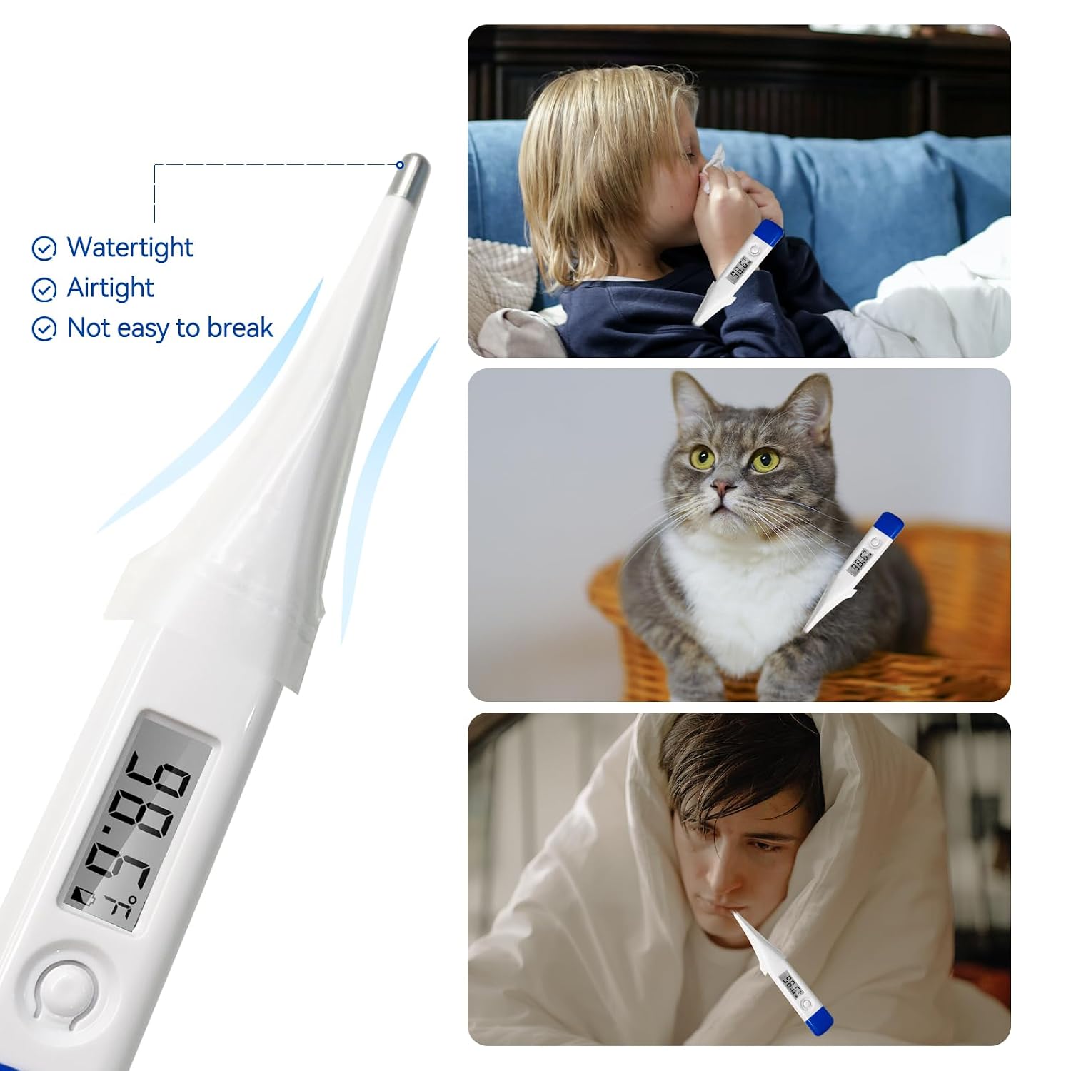 Berrcom Disposable Digital Thermometers Probe Covers Set of 100 Oral Rectal Thermometer Probe Cover Universal Thermometers Sleeves for Adult and Kids - Image 5