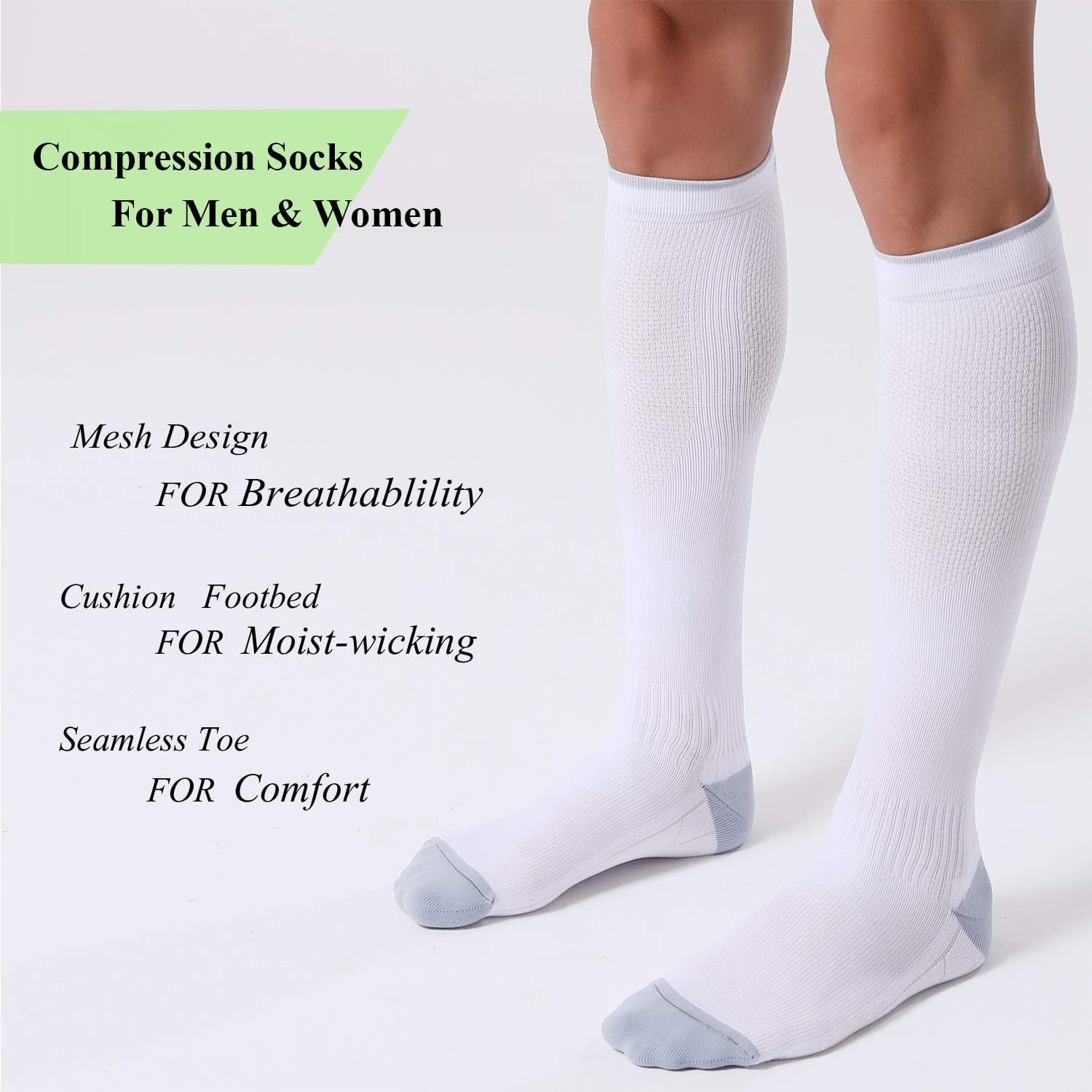 FITRELL 3 Pairs Compression Socks for Women and Men 20-30mmHg-Circulation Support Socks - Image 2
