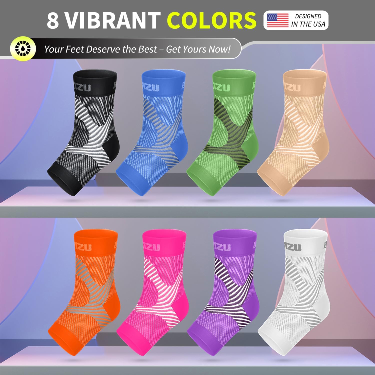BLITZU Compression Socks for Plantar Fasciitis, Foot, Arch & Ankle Support | Open Toe Ankle Brace, Women & Men, Stabilizing Sleeve Wrap, Achilles Tendonitis, Neuropathy, Arthritis, Swelling & Heel Pain - Image 8