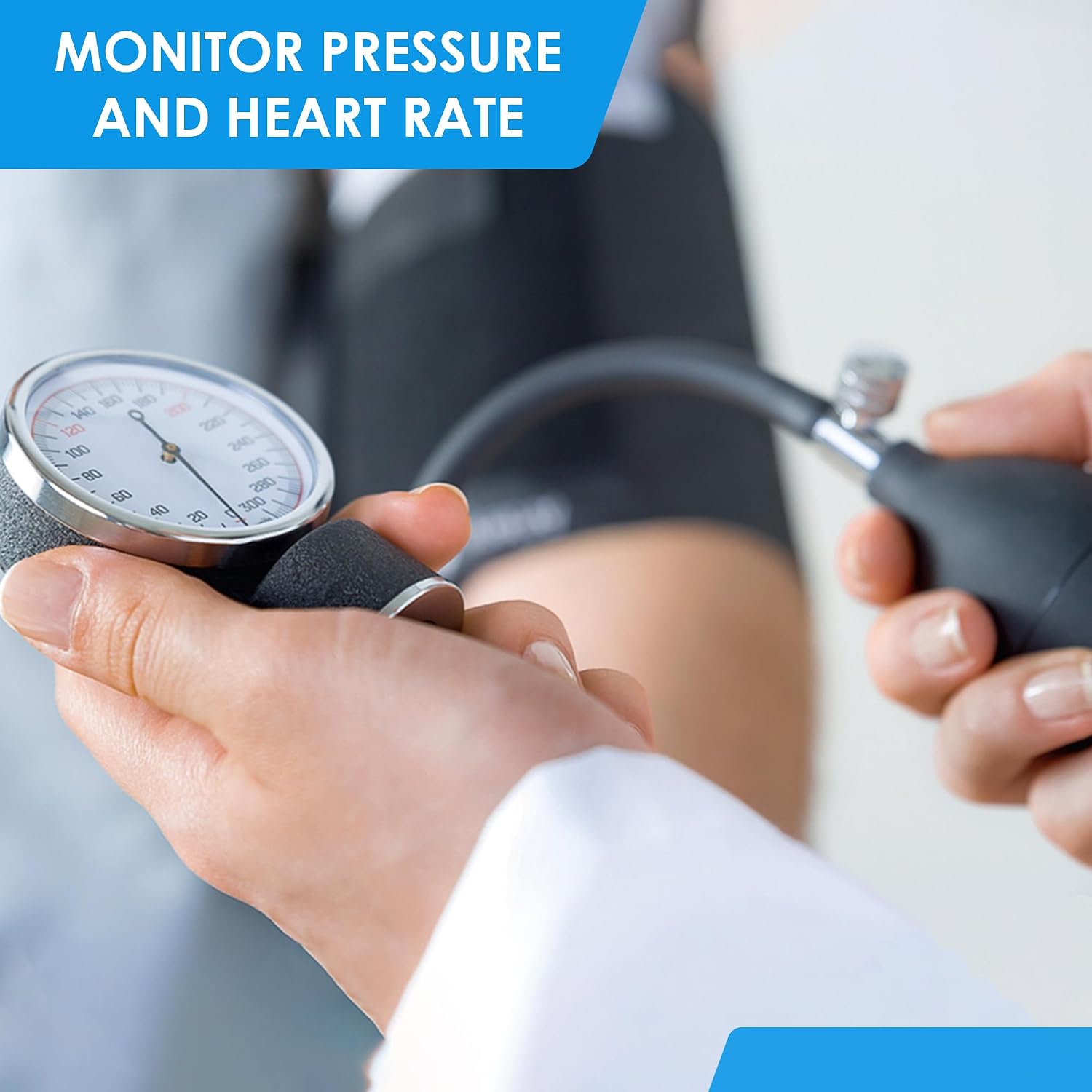 PrimaCare Medical DS-9197-BK Professional Classic Series Manual Adult Size Blood Pressure Kit, Emergency Bp kit with Stethoscope and Portable Leatherette Case, Nylon Cuff, Black - Image 6