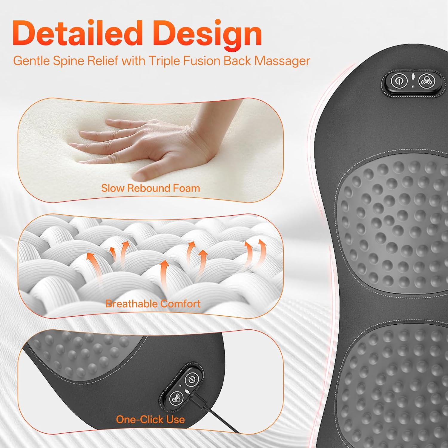 Triple Fusion Electric Lumbar Support Pillow for Lower Back Pain Relief | 3-in-1 Back Massager with Heat, Vibration & Air Traction, Spinal Decompression Device for Bed, Office Chair, and Recliner - Image 3
