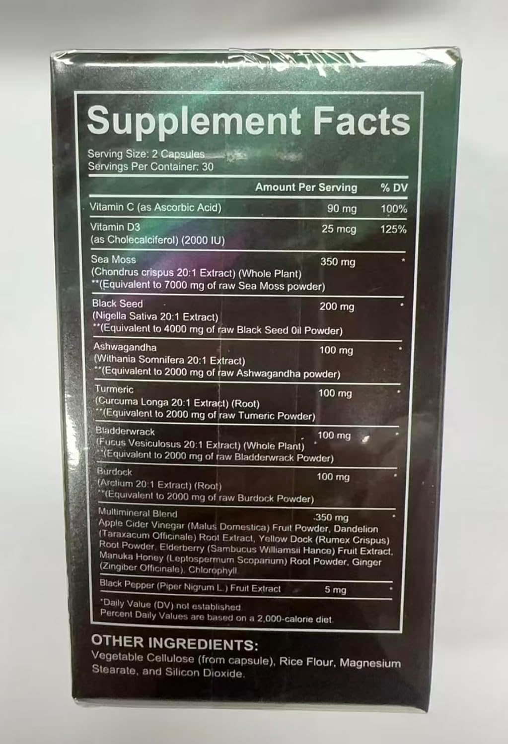 Sea Moss Black Seed Oil Ashwagandha Ginger, Sea Moss Capsule Supplement with Turmeric Burdock Root Bladderwrack Vitamin C Vitamin D3 Enhanced Immunity & Energy Black Seed Oil Capsule 60 Count - Image 2