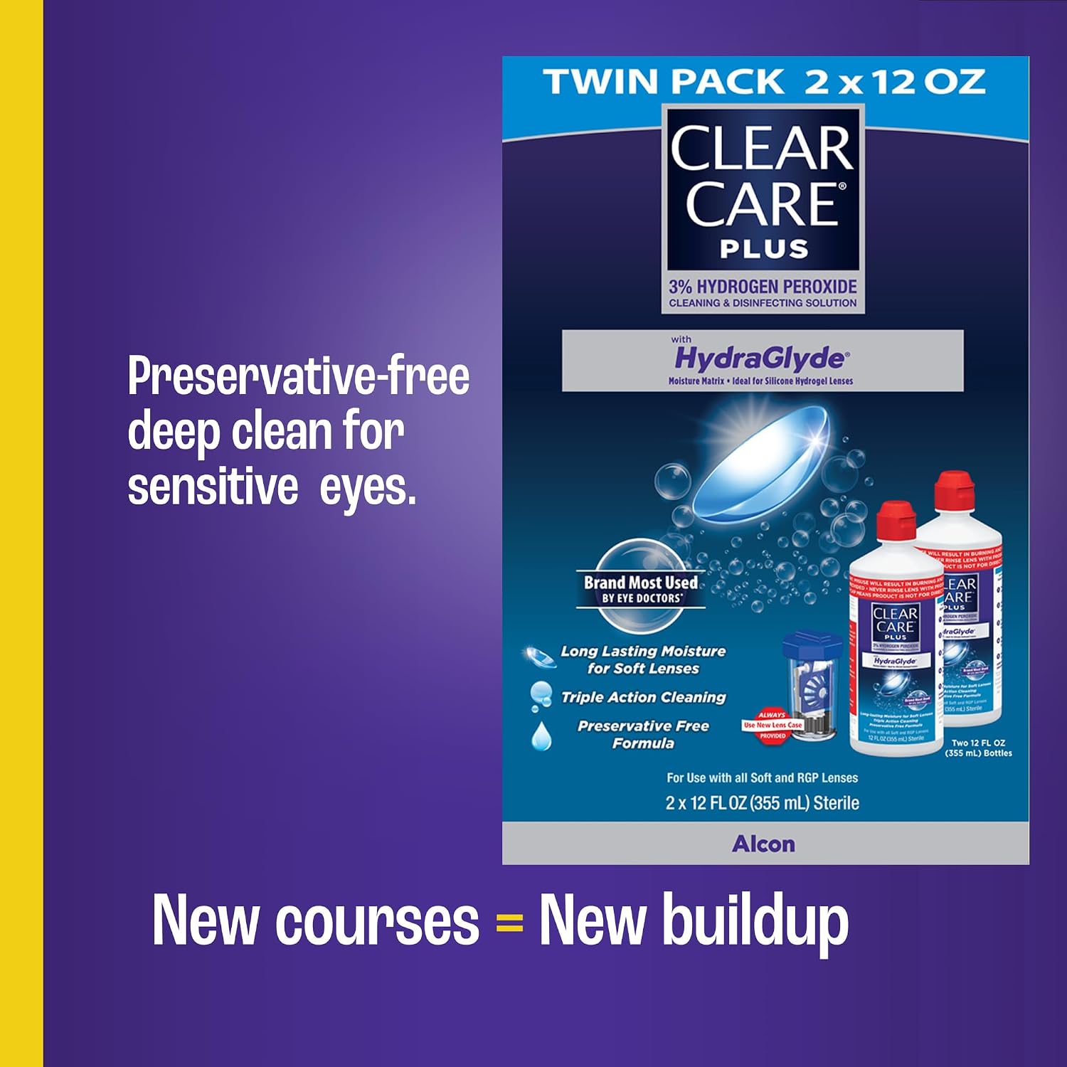 CLEAR CARE PLUS Cleaning & Disinfecting Contact Lens Solution 12 Oz, 2 Pack - Image 2