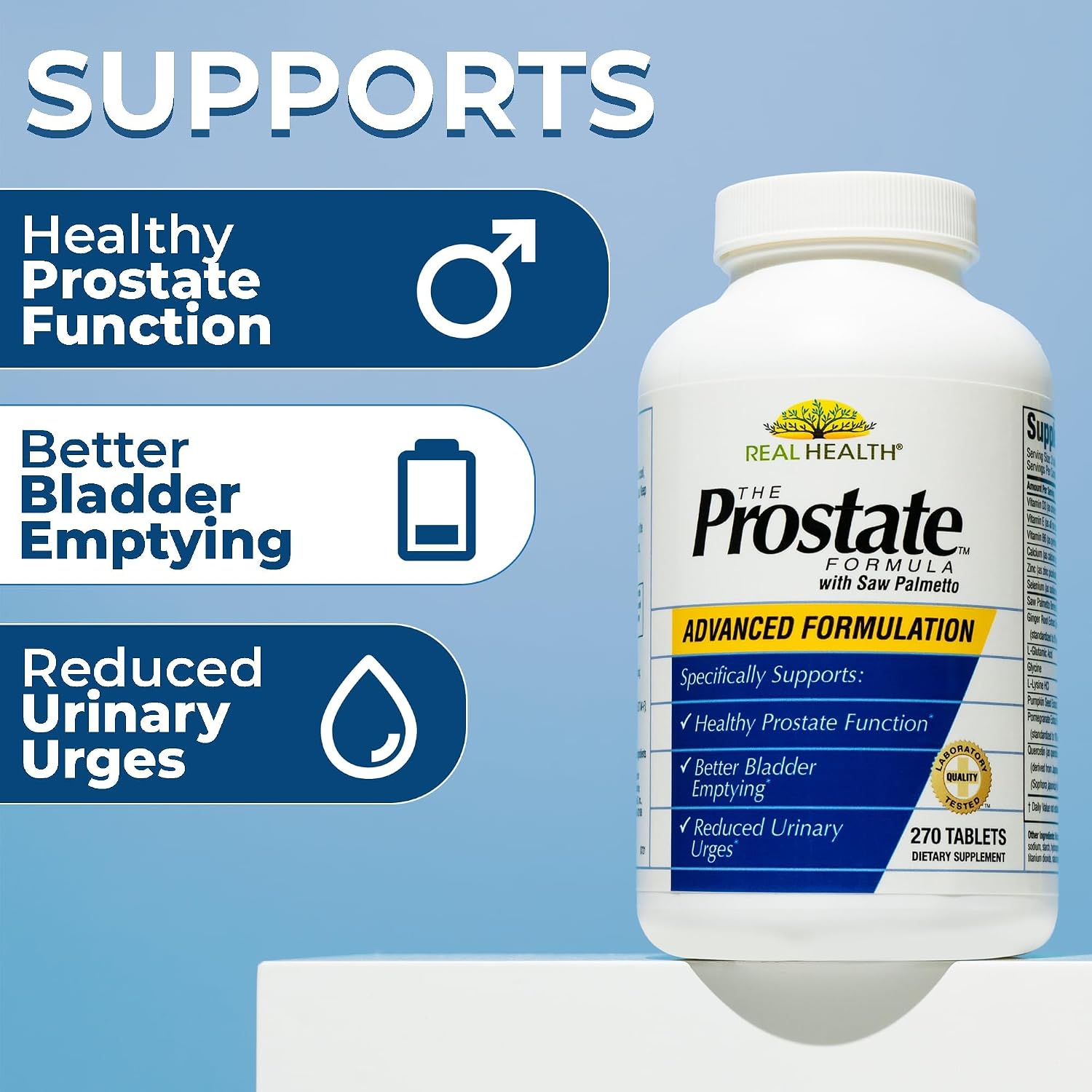 Real Health The Prostate Formula, Pomegranate, Zinc, Pumpkin - 270 Count | Advanced Prostate Health Supplements for Men, Saw Palmetto Formula for Healthy Bladder and Urinary Support - Image 3