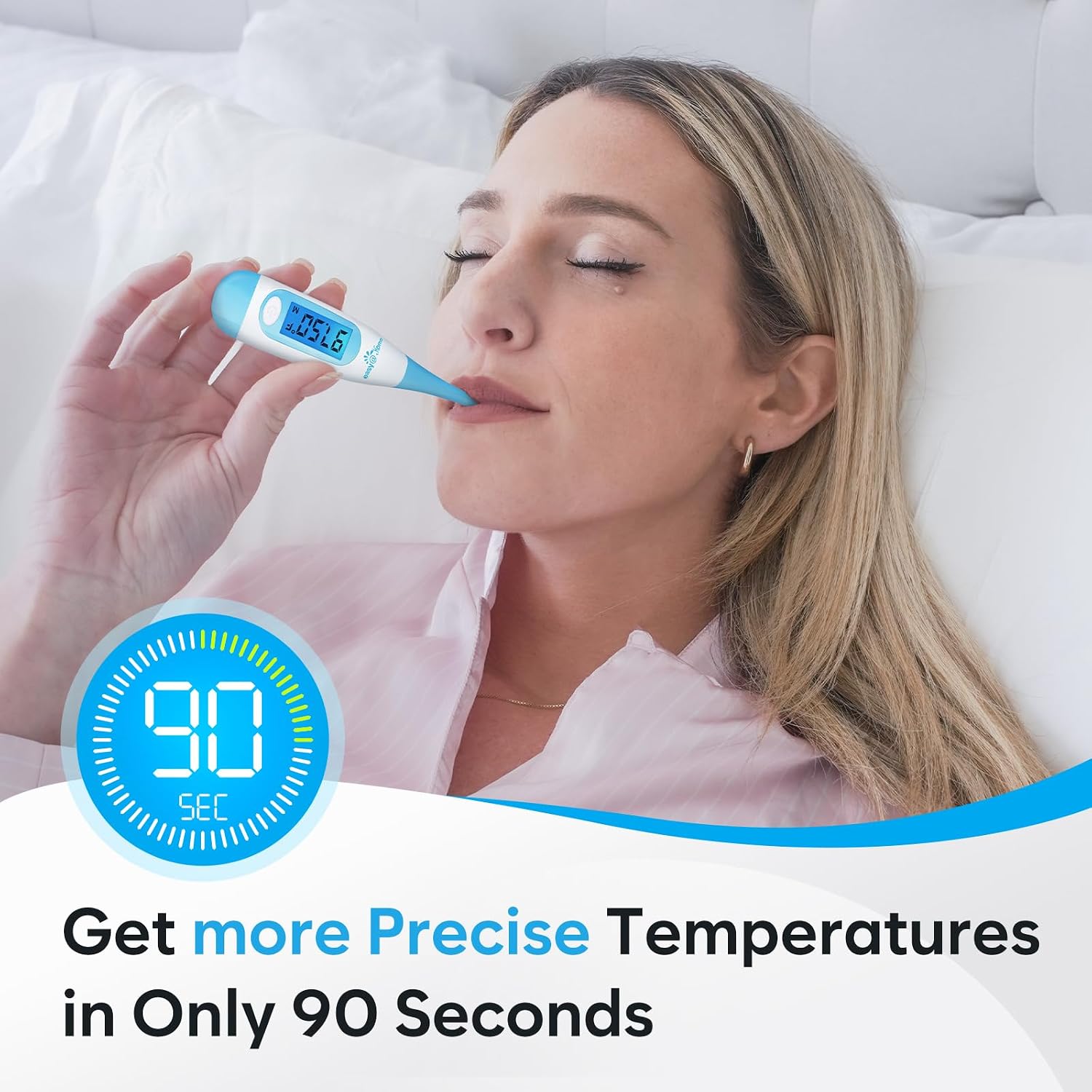 Easy@Home Digital Basal Thermometer for Ovulation: Backlight LCD Display 1/100th Degree High Precision BBT, Memory Recall, NOT Bluetooth Enabled – Scan Results with Premom Fertility Tracker App, Blue - Image 7