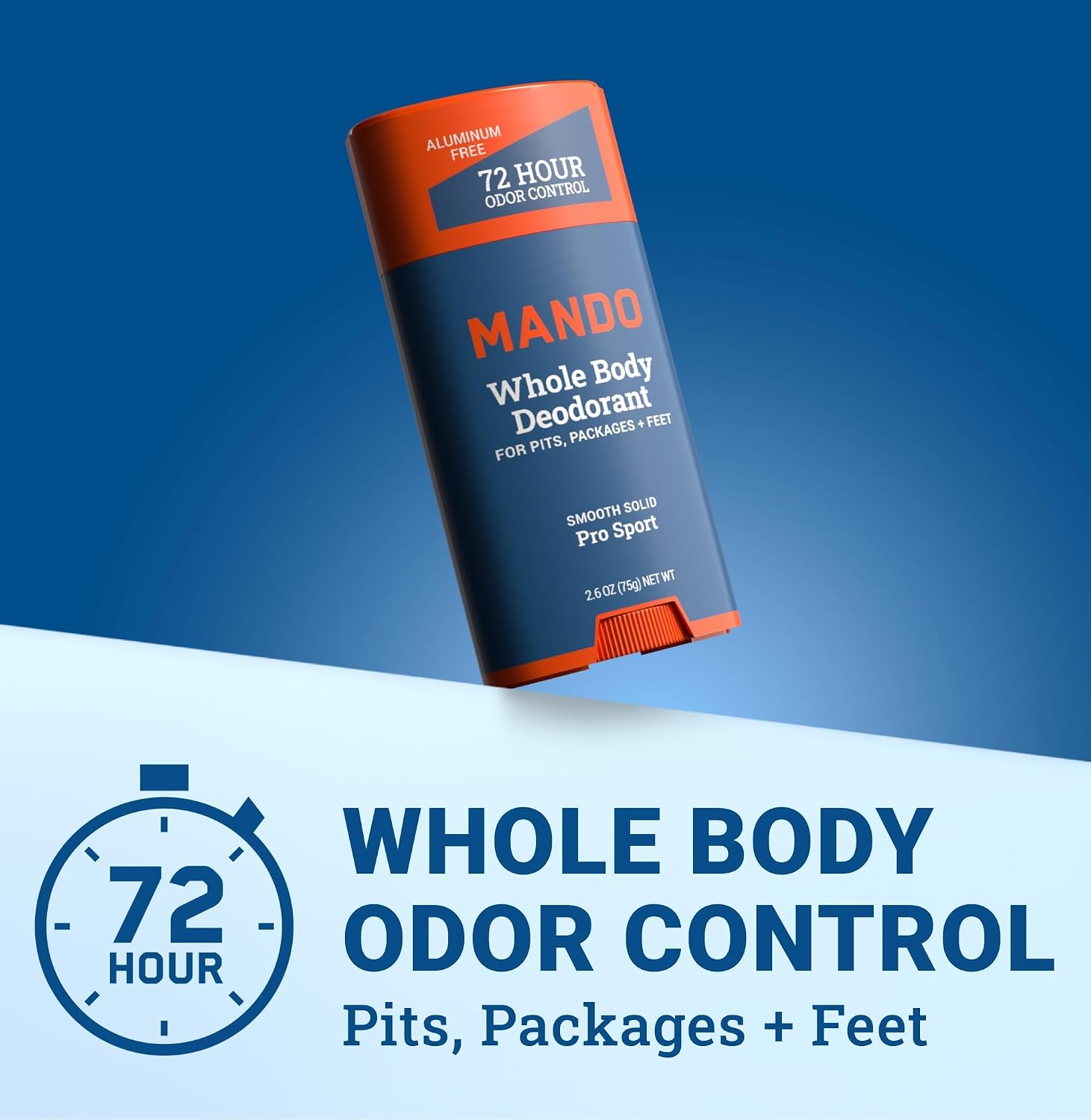 Mando Whole Body Deodorant For Men - Solid Stick - 2.6 oz, 2 pk - Pro Sport | 72 Hour Odor Control with Mandelic Acid. Use on underarms, chest, feet & below the best. Aluminum Free & Baking Soda Free - Image 2