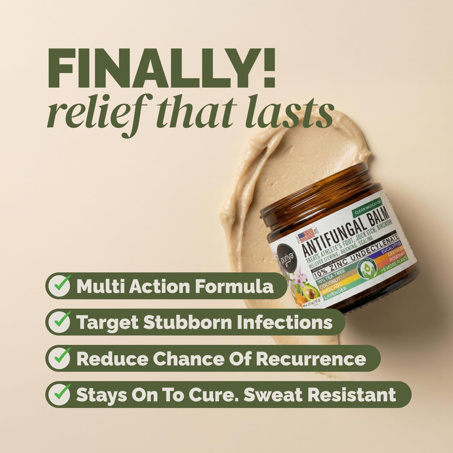 Puriya Antifungal Balm, Athlete's Foot, Jock Itch, Ringworm Treatment, 2 oz | Clinically Proven, Concentrated, Antifungal Cream, Relieves Itching, Burning, Cracking, Treats & Hydrates Skin, Plant-Powered - Image 4