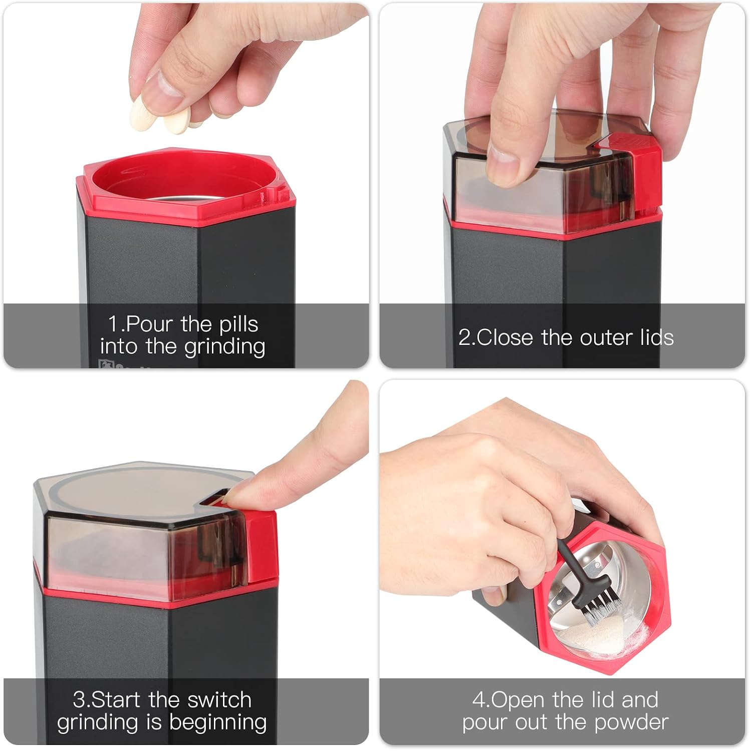 COOL KNIGHT Electric Pill Crusher, Suitable for Grind and Pulverize Multiple Pills, Small or Large Medication and Vitamin Tablets to Fine Powder - Image 6