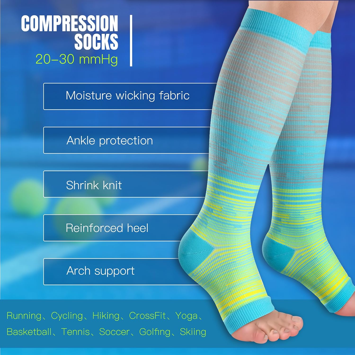 Open Toe Compression Socks for Women & Men | 3pairs,20-30mmHg Toeless Sock Knee High Support Stockings for Circulation Support Nurses Travel - Image 7