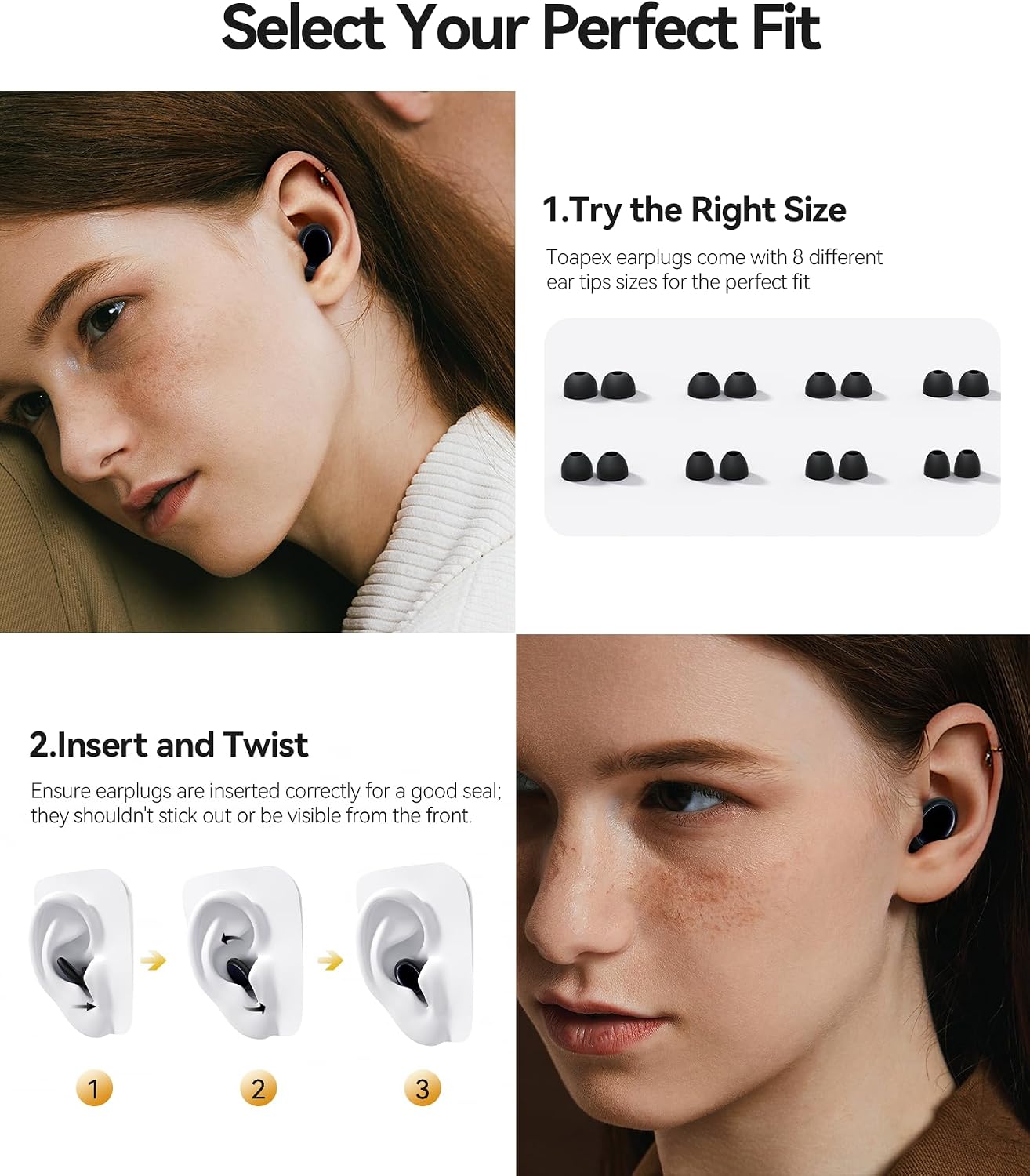 45dB Ear Plugs for Sleeping Noise Cancelling Ear Plugs for Noise Reduction & Snoring, Concerts, Earplugs for Sleep,Sider Sleepers Airplane, Silicone Earplugs Reusable Concert Ear Plug - Image 4