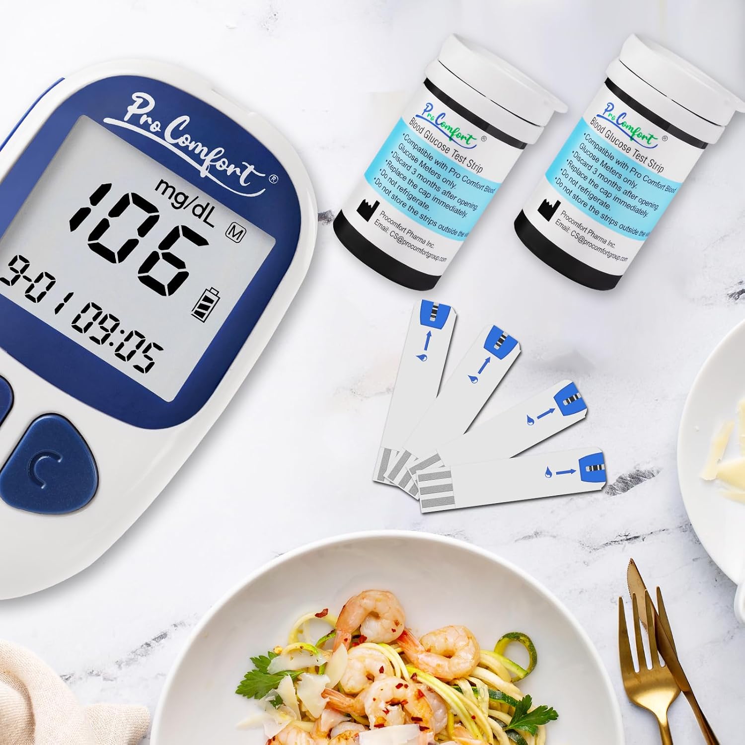 Glucose Test Strips 100 Count Blood Sugar Test Strip Used with Pro Comfort Glucose Monitor Only No Coding Design - Image 6