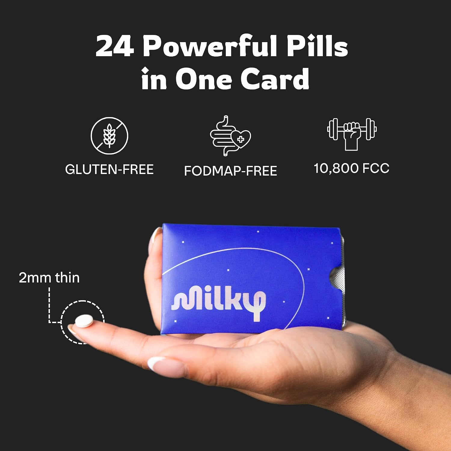 Milky Lactose Intolerance Pills - 10,800 FCC - Dairy Relief for Lactose Intolerance - Lactase Enzyme Tablets - Portable Credit Card Sleeves - Bloating & Gas Relief (48 Count Astral Violet) - Image 6