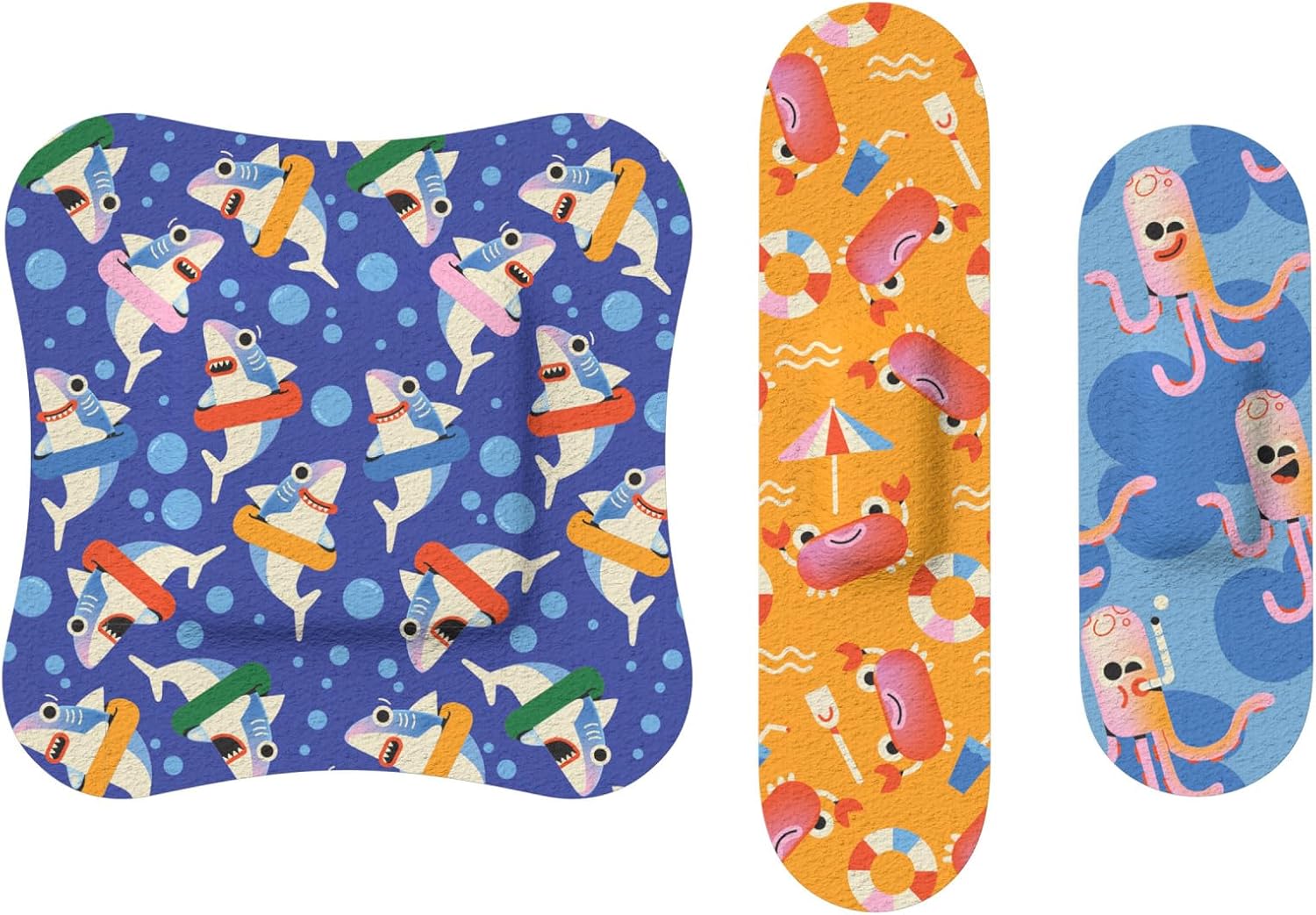 Welly Bandage Ocean Friends Refill Pack | Splashflex Adhesive Flexible Waterproof Bandages | Assorted Shapes and Patterns for Minor Cuts, Scrapes, and Wounds - 120 Count - Image 4
