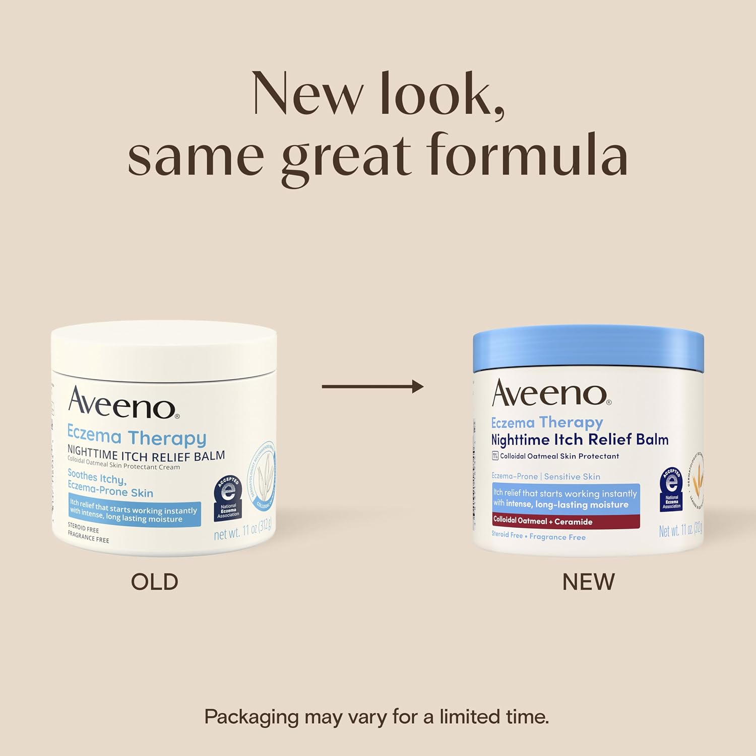 Aveeno Eczema Therapy Nighttime Itch Relief Body Balm, Colloidal Oatmeal Cream for Itchy Skin Relief, Moisturizing Balm for Sensitive, Eczema-Prone Skin, Steroid- & Fragrance-Free, 11 Oz - Image 2