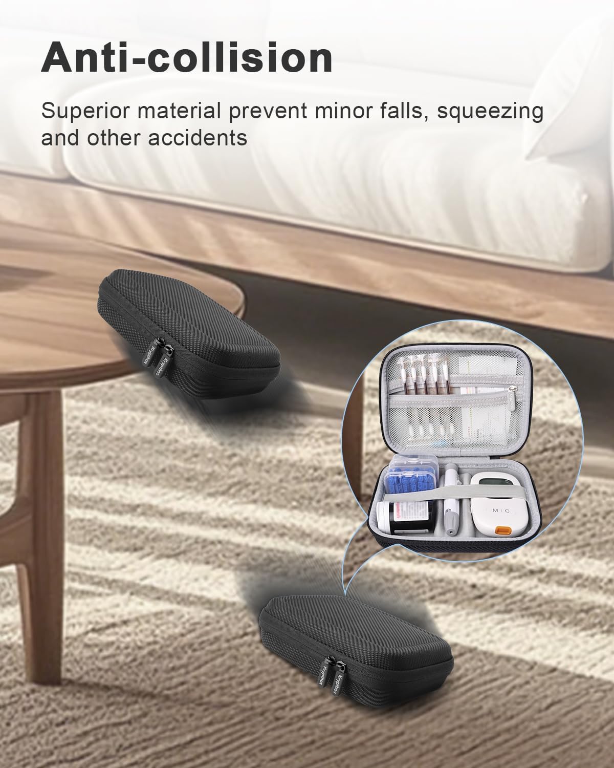 Diabetic Supplies Travel Case for Glucose Meter Diabetes Testing Kit-Black | Portable Diabetes Testing Kit Storage Organizer Bag for Diabetes Blood Sugar Test Strips, Lancets, Lancing Device - Image 6