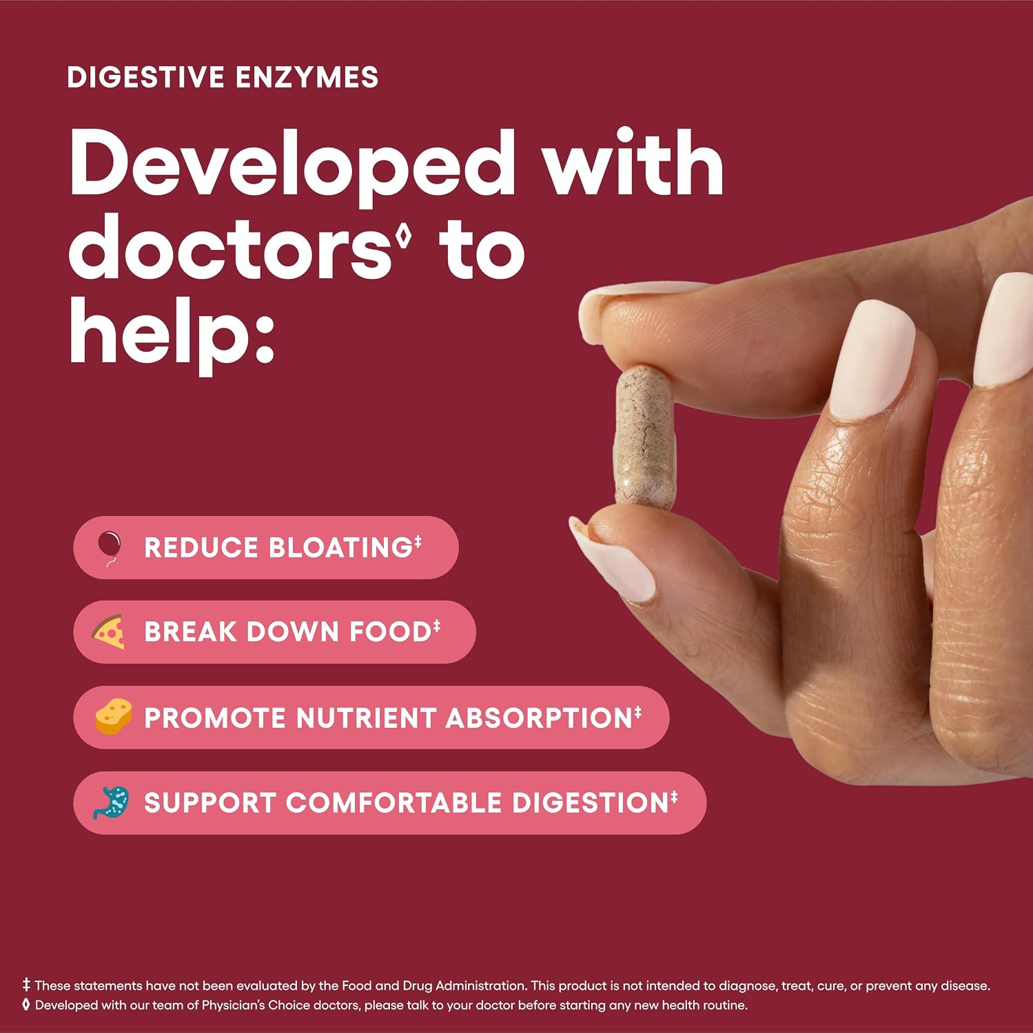 Physician's CHOICE Digestive Enzymes for Bloating & Digestion - Fast-Acting 16 Enzyme Formula with Organic Prebiotics & Probiotics for Gut & Digestive Health - Meal Time Discomfort Relief - 60 CT - Image 3