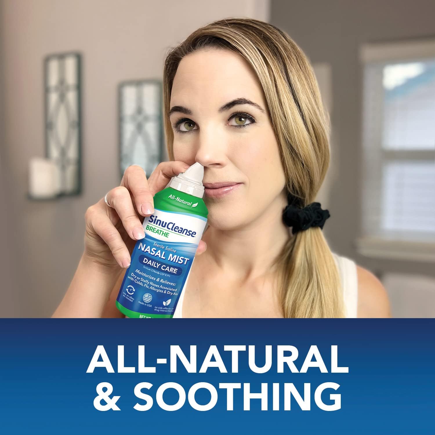 SinuCleanse Daily Care Sterile Saline Fine Mist Nasal Spray, 4.5 Oz, 2 Pack | All-Natural Saline Spray Instantly Moisturizes & Relieves Everyday Nasal Congestion Due to Colds & Dry Air, Made in USA - Image 5