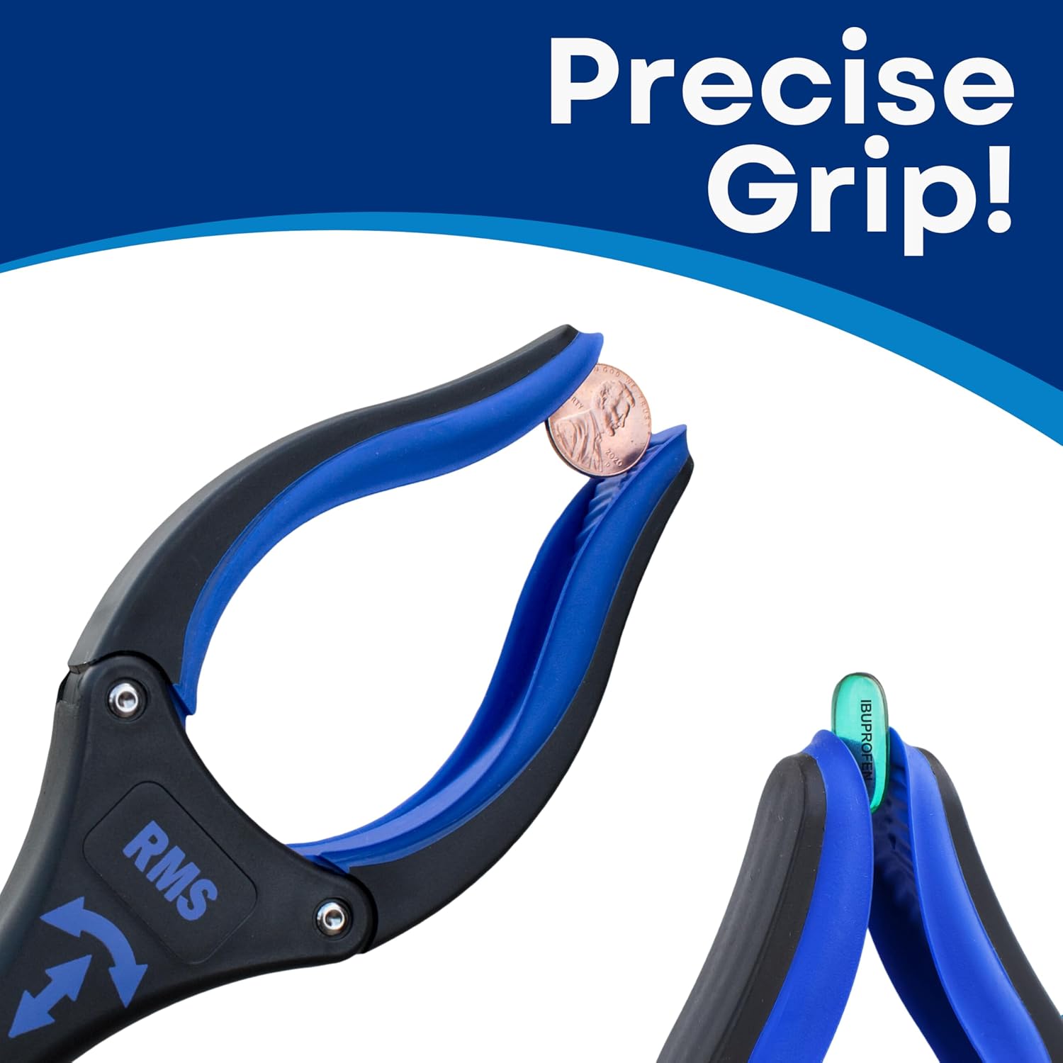 RMS 34 Inch Extra Long Reacher Grabber - Foldable with Rotating Jaw (Blue) | Mobility Aid Reaching Tool to retrieve household items from floors, shelves, vehicles and tight spaces - Image 6