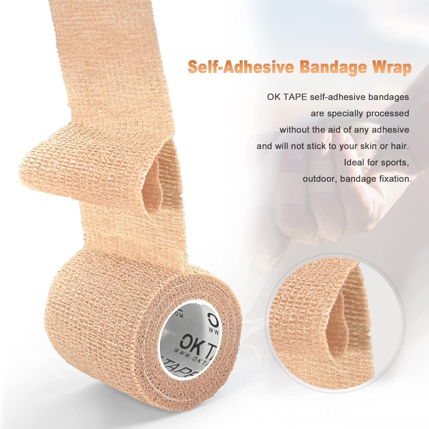 OK TAPE Self Adherent Cohesive Bandages Wrap 12Packs 2" x 5 Yards | Non-Woven Elastic for Thumb Finger Wrist Ankle Self Adhesive Bandage Wrap Breathable Vet Wrap Bandages Tape (Mixed Colors) - Image 3