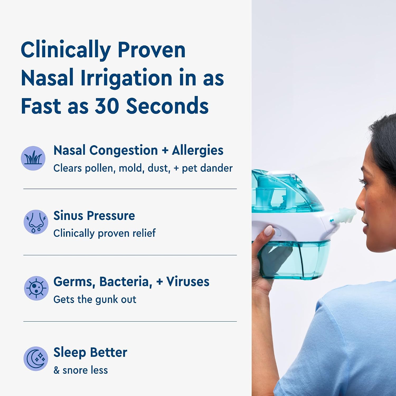NAVAGE® Starter Bundle: Nose Cleaner, 30 SaltPods, Congestion Relief | Complete Sinus Care Kit: Powered Nasal Irrigation System w/ 30 Pre-Measured SaltPods for Clinically Proven Benefits - Image 6