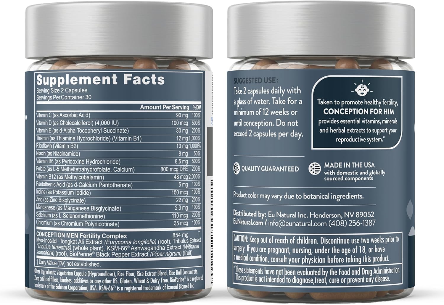 Eu Natural Conception for Him, Male Fertility Supplements,120 Veg Capsules | Supports healthy sperm count, motility & strength with Ashwagandha, Folate & Zinc - Image 9
