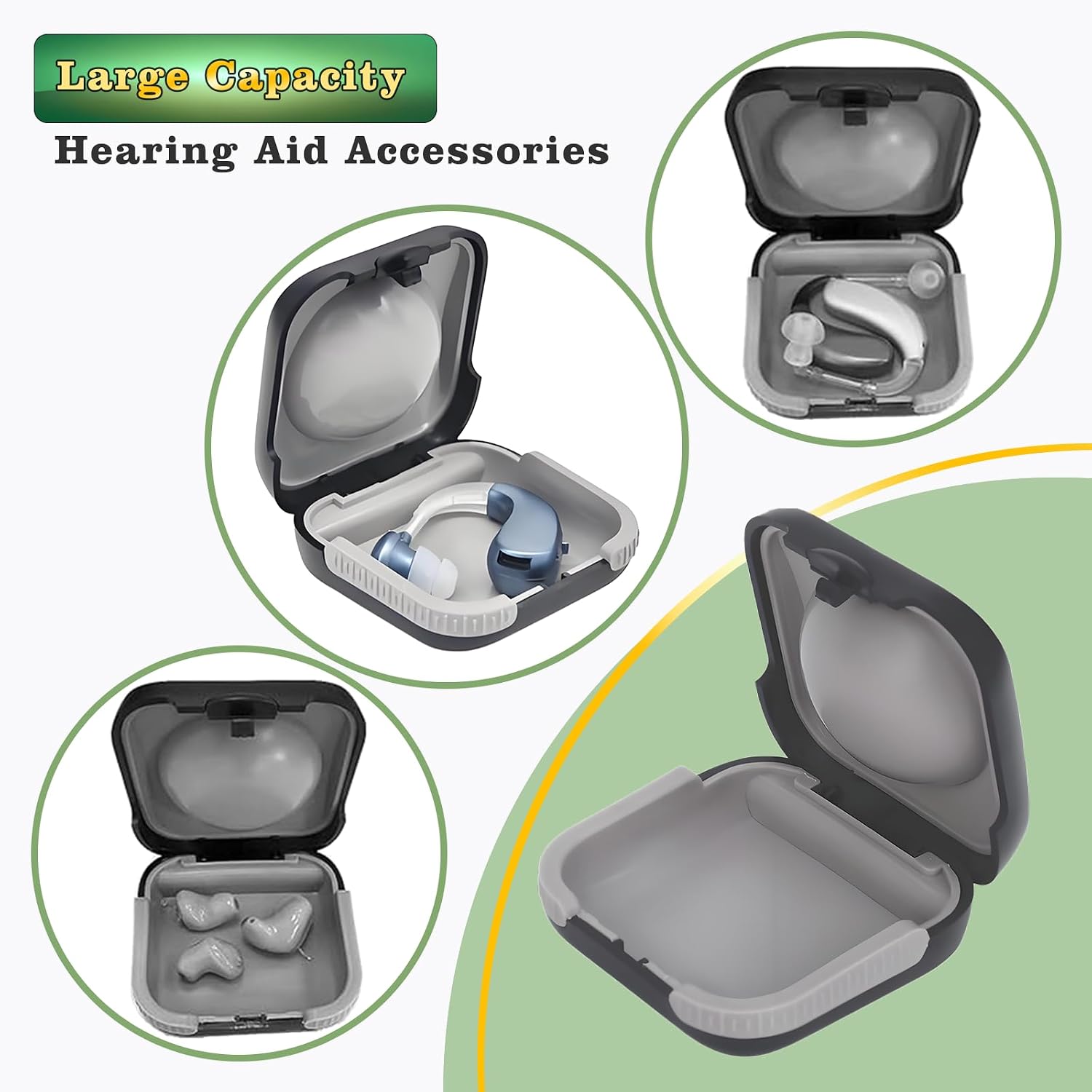 Hearing Aid Travel Case, Hearing Aids Case Hard Pocket Size Small Splashproof 2.16"*2.04"*0.39" Cushioned Interior for 2 Hearing Aids, ITE, RIC, CIC Storage Box (Black) - Image 4