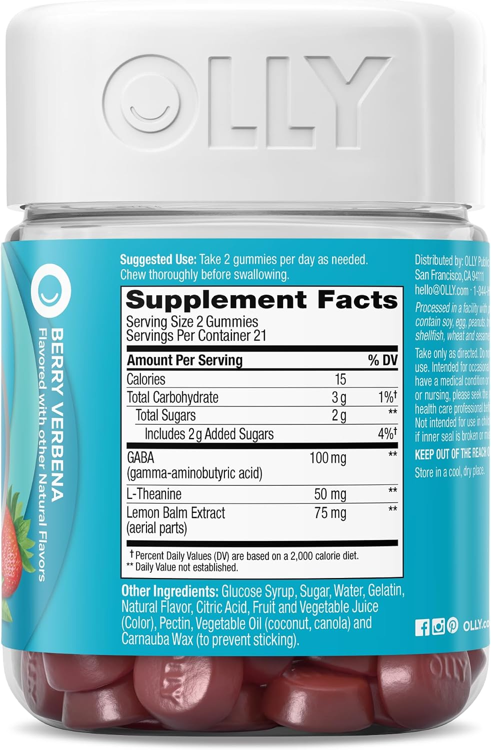 OLLY Goodbye Stress, Stress Support* Supplement, 50mg L-Theanine - 42 Count - Image 6