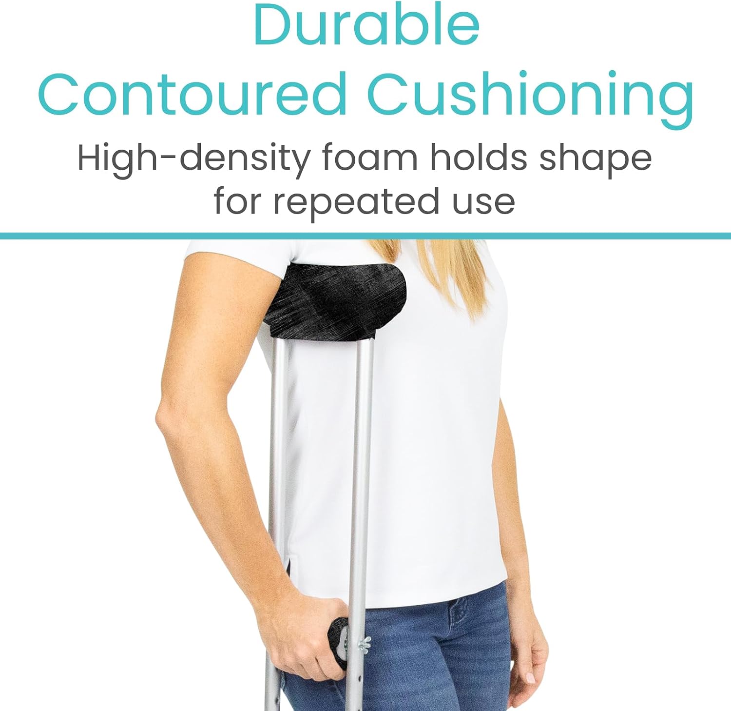 Vive Premium Crutch Pads & Hand Grips - Comfortable, Breathable | Machine Washable Padding - Moisture Wicking & Odor Reducing Pillow Accessory Covers for Adult & Youth Walking Crutches - Image 8