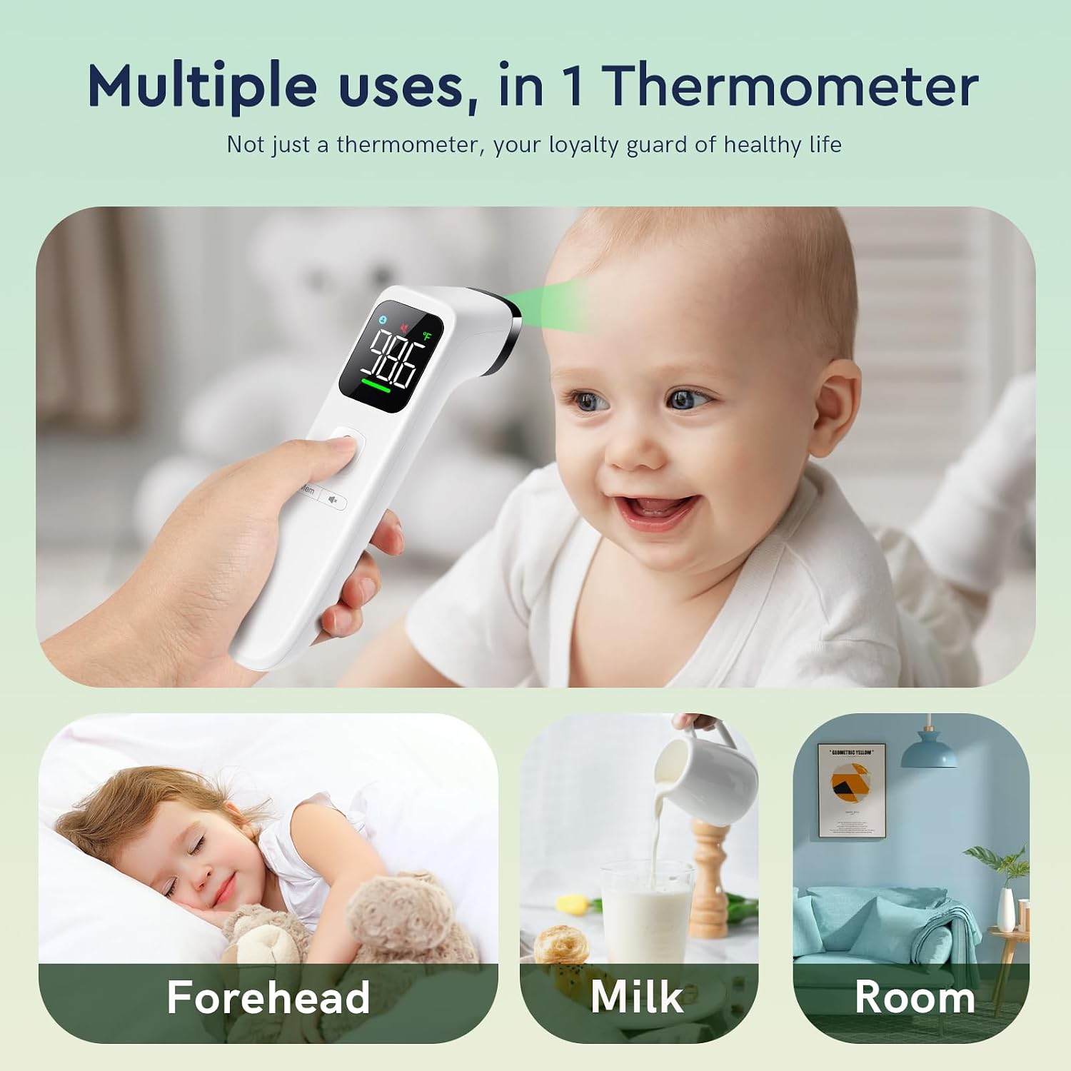 Viproud Touchless Thermometer for Kids and Adults, Accurate 1-Second Result | Large LED Screen, Fever Indicator, Mute Mode, Memory Recall, Dule Mode Forehead/Object, for All Ages - Image 5
