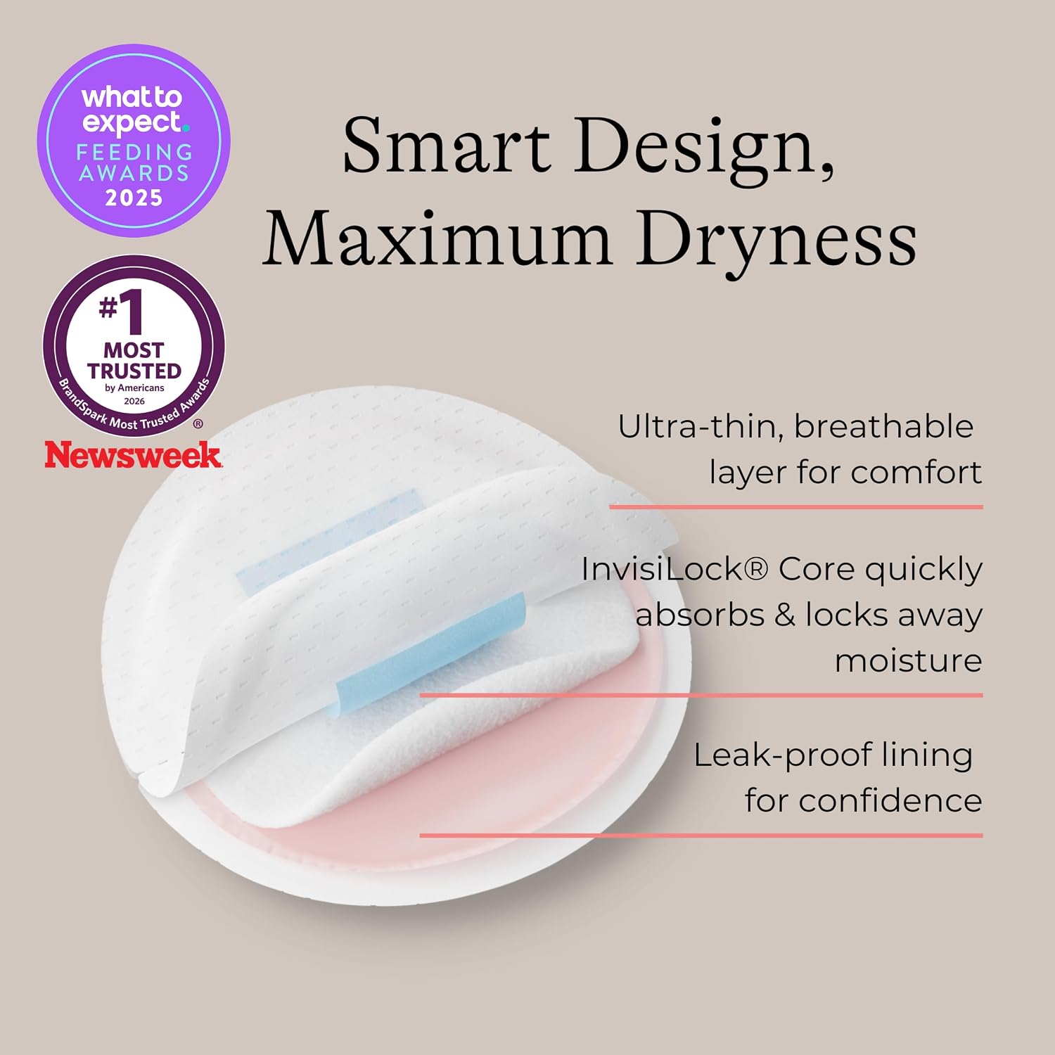 Lansinoh Stay Dry Disposable Nursing Pads, Soft and Super Absorbent Breast Pads, Breastfeeding Essentials for Moms, 100 Count | Soft, Super Absorbent, Breast Pads, Breastfeeding Essentials for Moms - Image 5