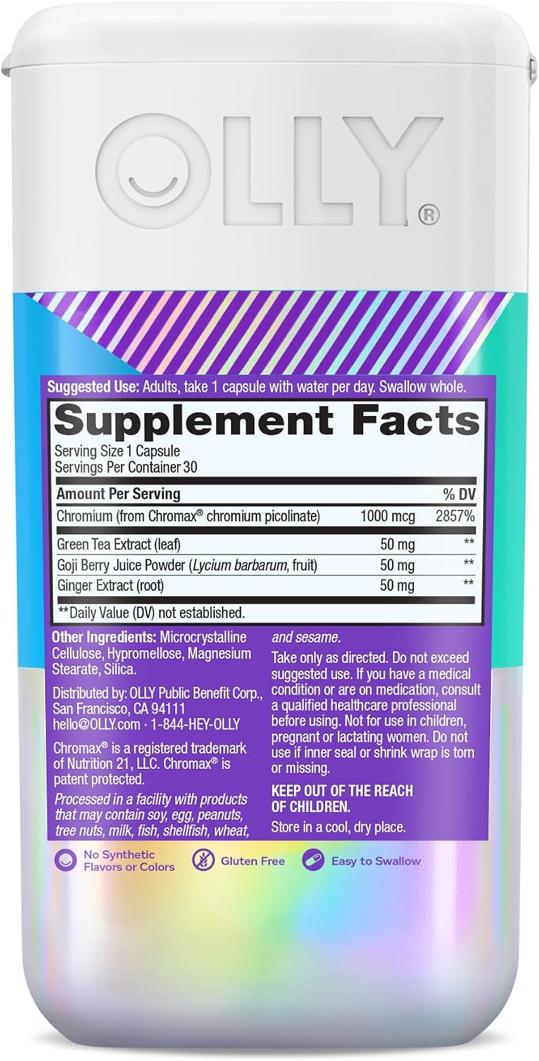 OLLY Combat Cravings, Metabolism & Energy Support Supplement,1000 mcg Chromium, Green Tea, Goji Berry, Ginger - 30 Count - Image 8