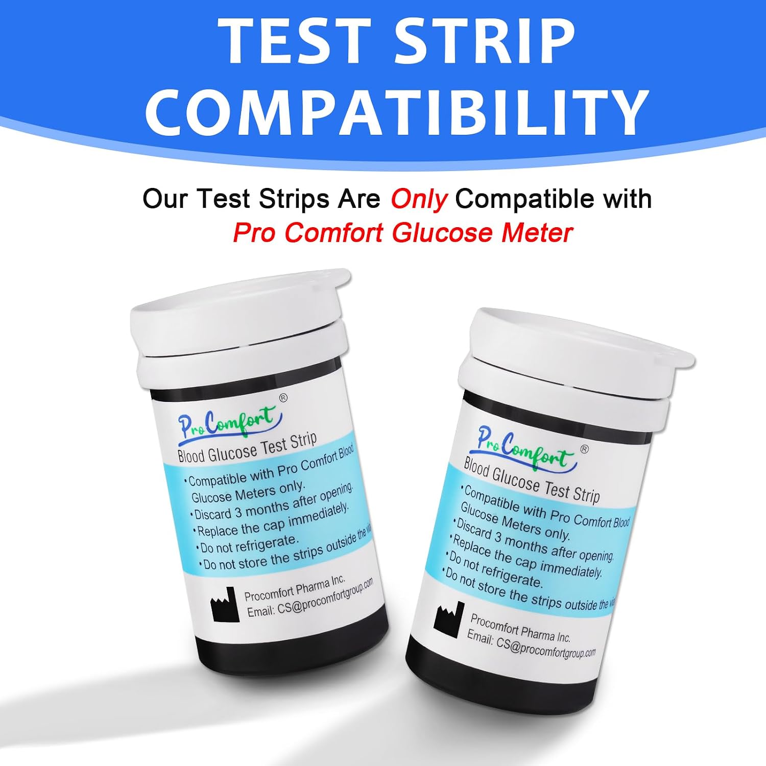 Glucose Test Strips 100 Count Blood Sugar Test Strip Used with Pro Comfort Glucose Monitor Only No Coding Design - Image 2
