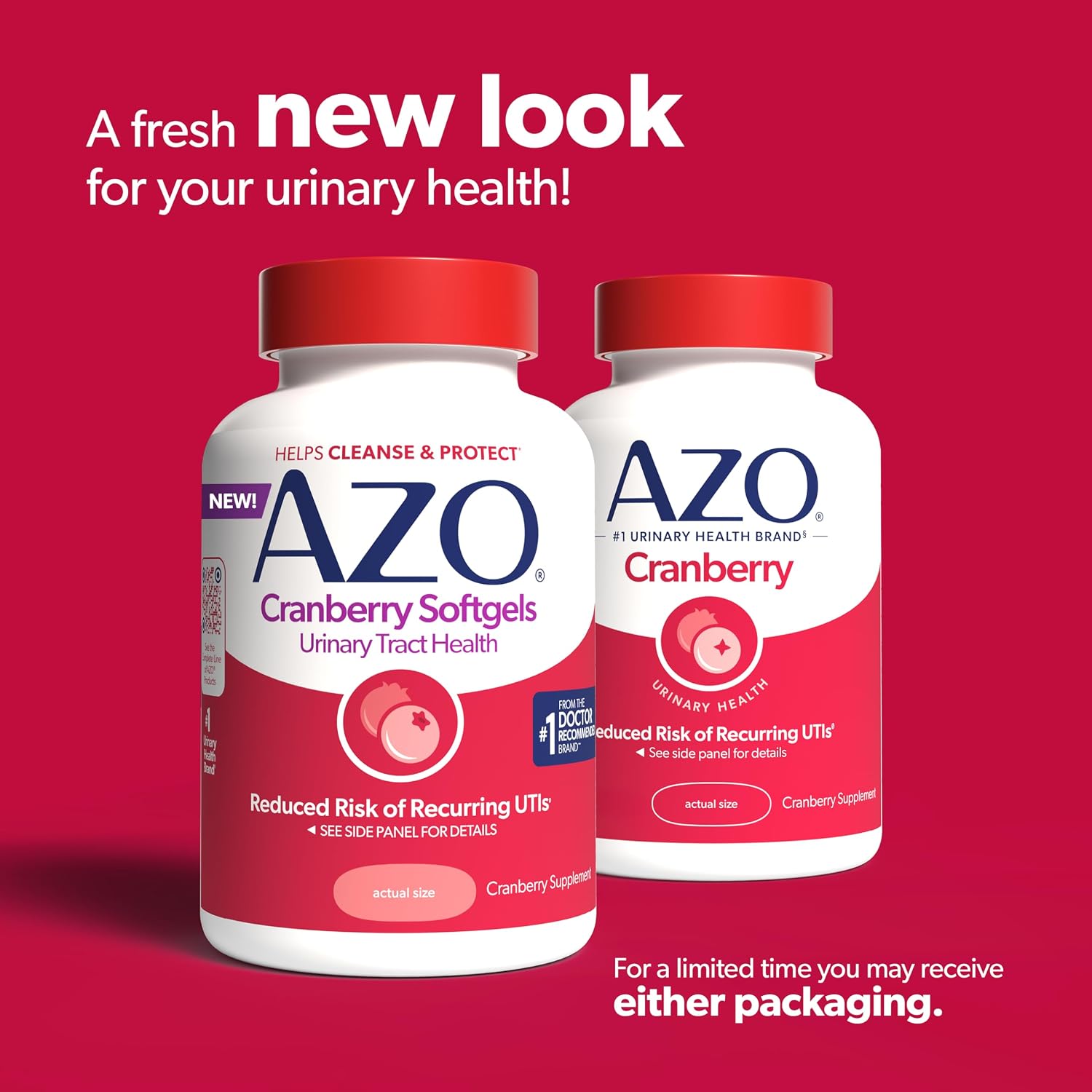 AZO Cranberry Supplement, Made with Concentrated Whole Fruit Cranberry Powder to Help Cleanse and Protect the Urinary Tract*, Sugar Free Cranberry Pills, Non-GMO, 100 Softgels - Image 2